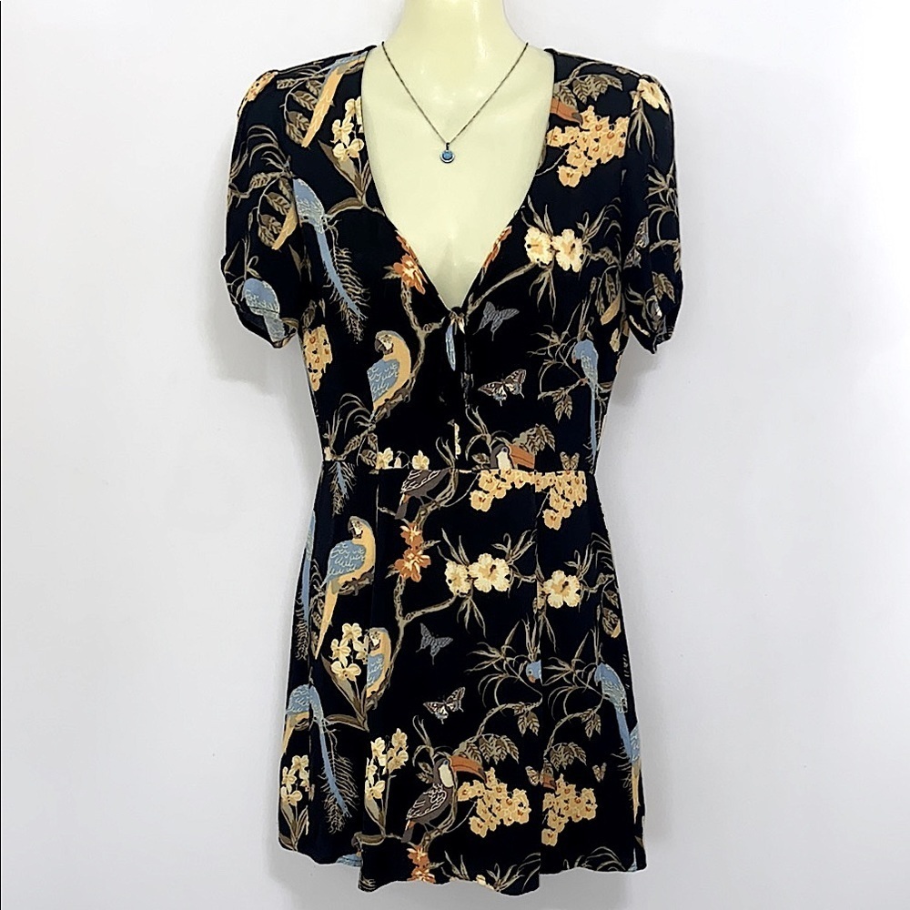 Reformation “Açaí” Dress Mini Tropical Bird Print  Nwot  2